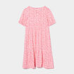 Robe longue trapèze manches ballons rose fille