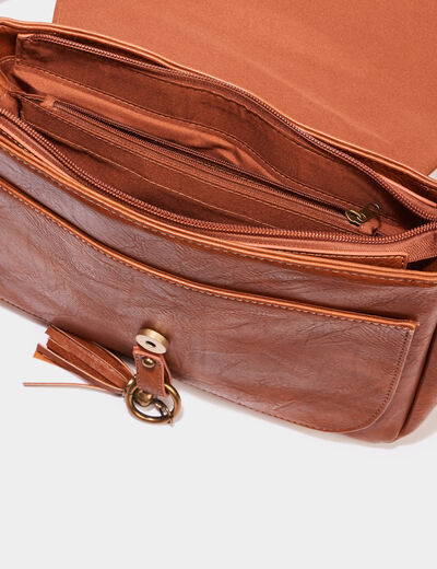 Sac besace en bandoulière marron cognac femme