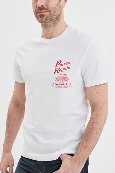 T-shirt droit manches courtes coton blanc homme
