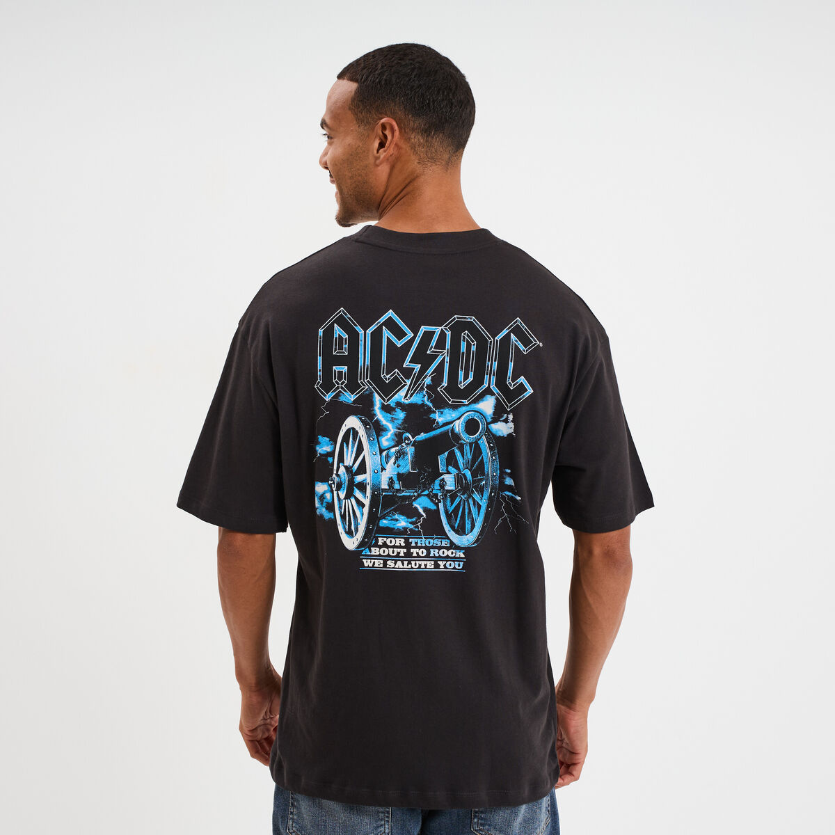 T-shirt manches courtes coton AC/DC gris foncé homme