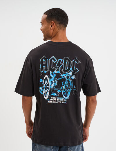 T-shirt manches courtes coton AC/DC gris foncé homme