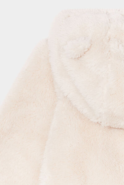 Gilet fausse fourrure zippé à capuche beige bébé garçon
