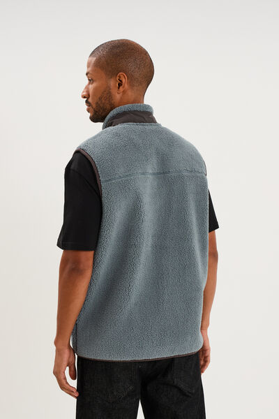 Gilet effet polaire sans manches bleu gris homme