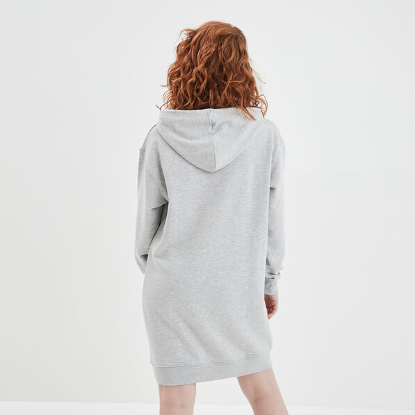 Robe sweat droite à capuche Creeks gris clair femme