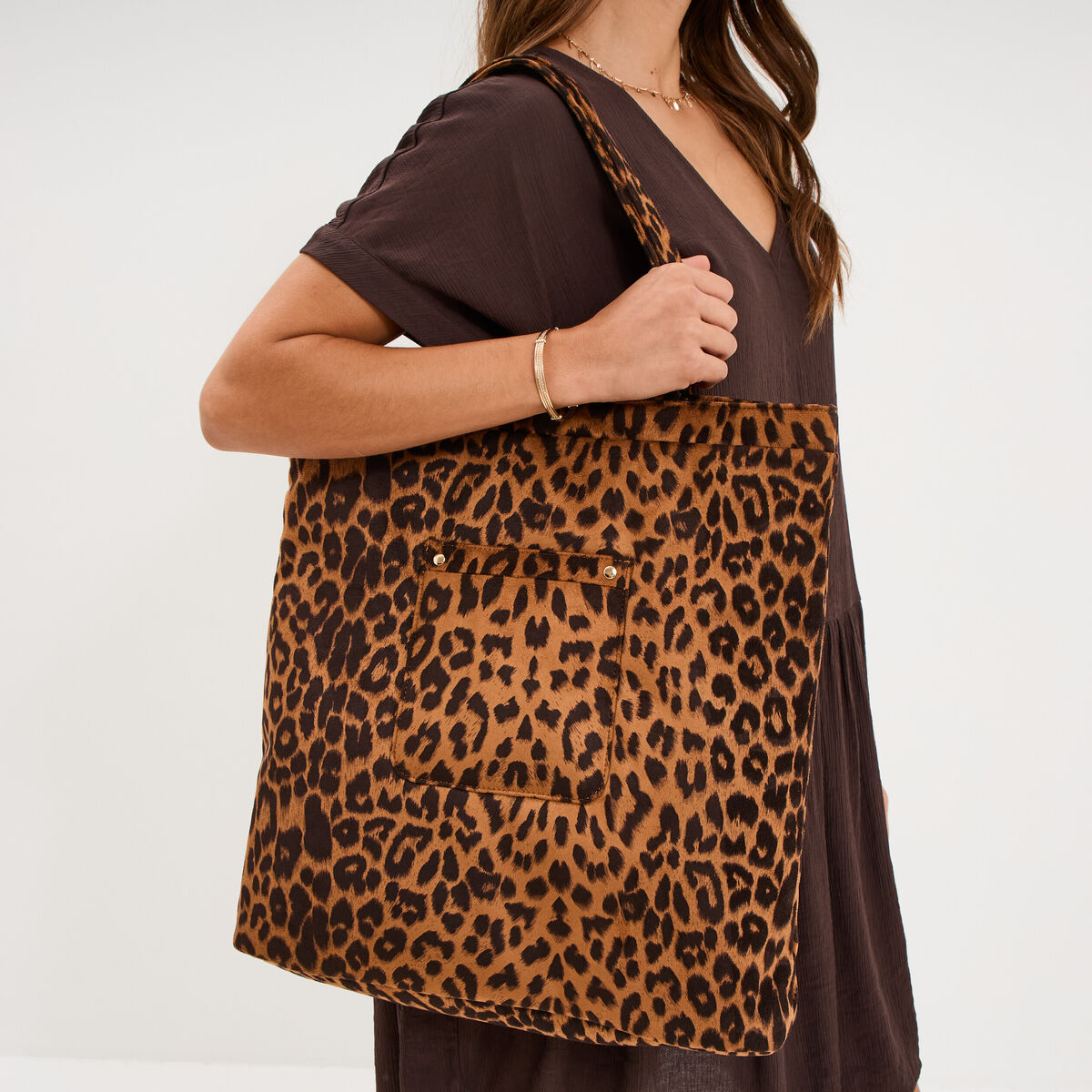 Sac tote bag zipp&eacute; sable femme