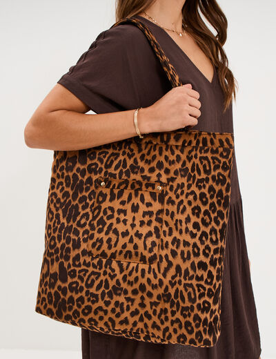 Sac tote bag zipp&eacute; sable femme