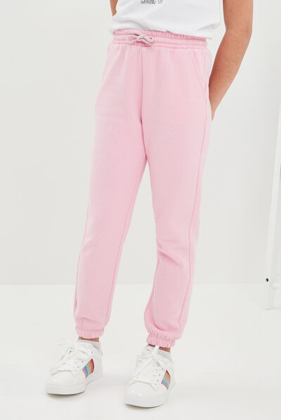 Pantalon de jogging bas élastiqué rose pastel fille