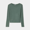 T-shirt col rond manches longues vert femme
