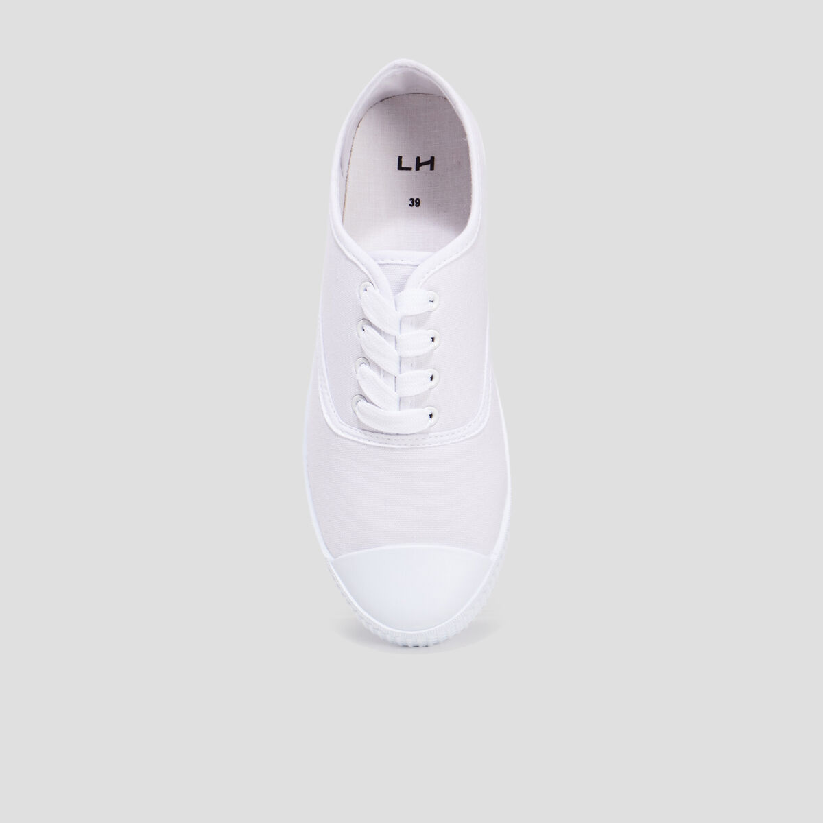 Tennis en toile à lacets blanc femme