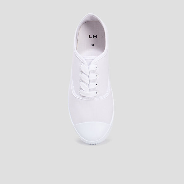 Tennis en toile à lacets blanc femme