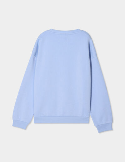 Sweat col rond manches longues bleu clair fille