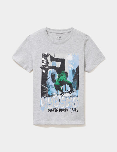 T-shirt col rond manches courtes gris gar&ccedil;on
