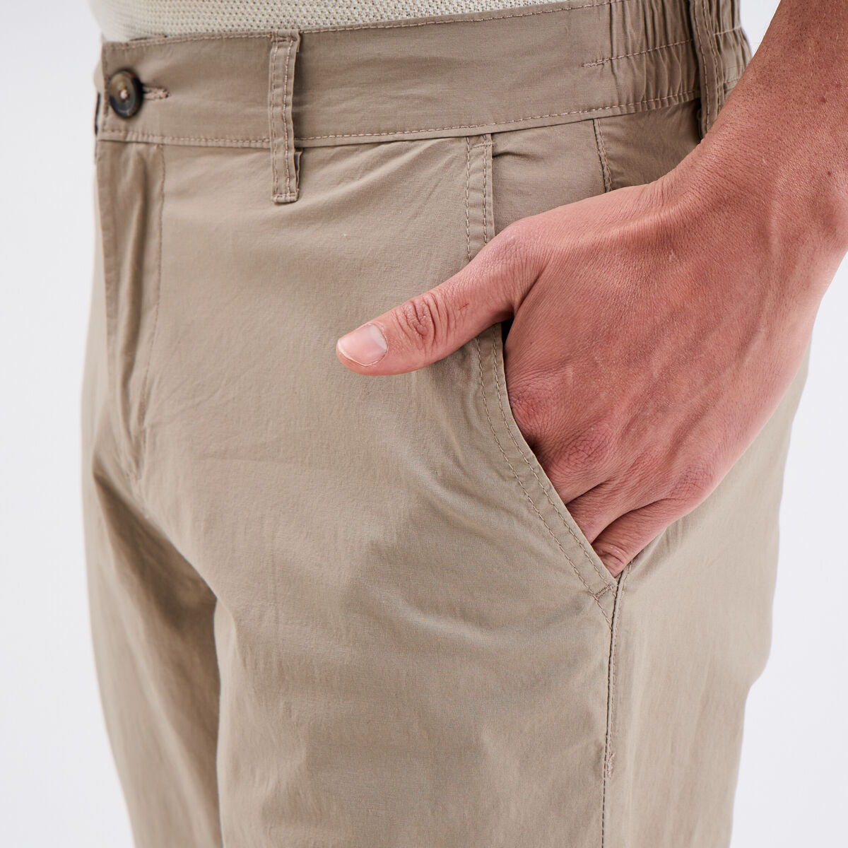 Pantalon chino relax coton taupe homme
