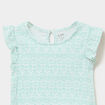 T-shirt relief&eacute; manches volants coton vert pastel b&eacute;b&eacute; fille