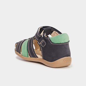 Sandales en cuir Kickers Bipod bleu marine bébé garçon