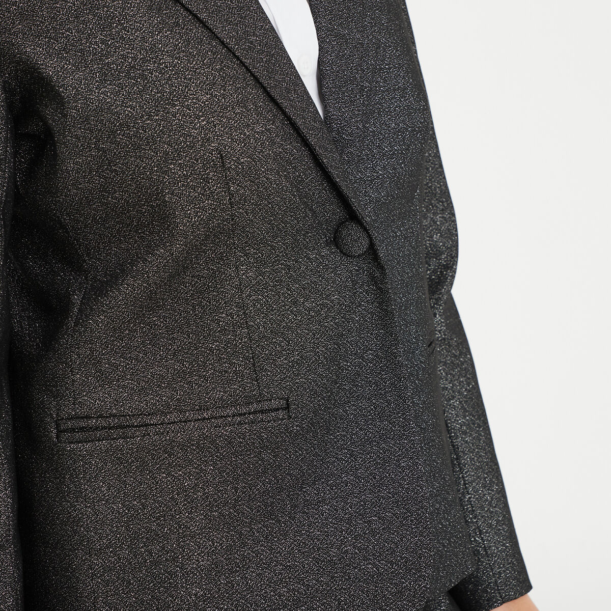 Veste blazer coupe droite courte gris argent femme