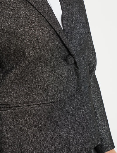 Veste blazer coupe droite courte gris argent femme