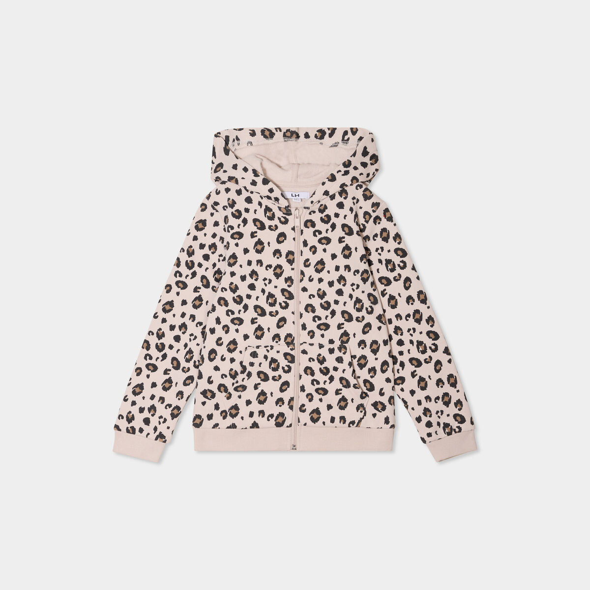 Sweat zippé à capuche sable fille
