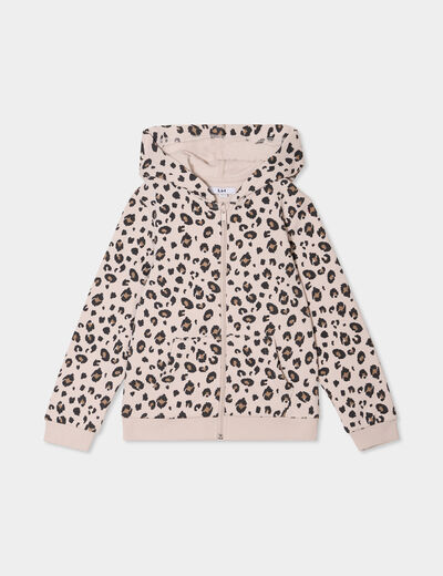 Sweat zippé à capuche sable fille