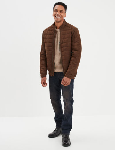 Blouson aspect suédine zippé Liberto marron homme