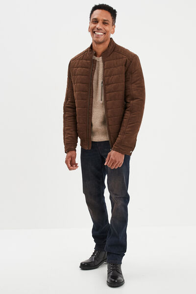 Blouson aspect su&eacute;dine zipp&eacute; Liberto marron homme