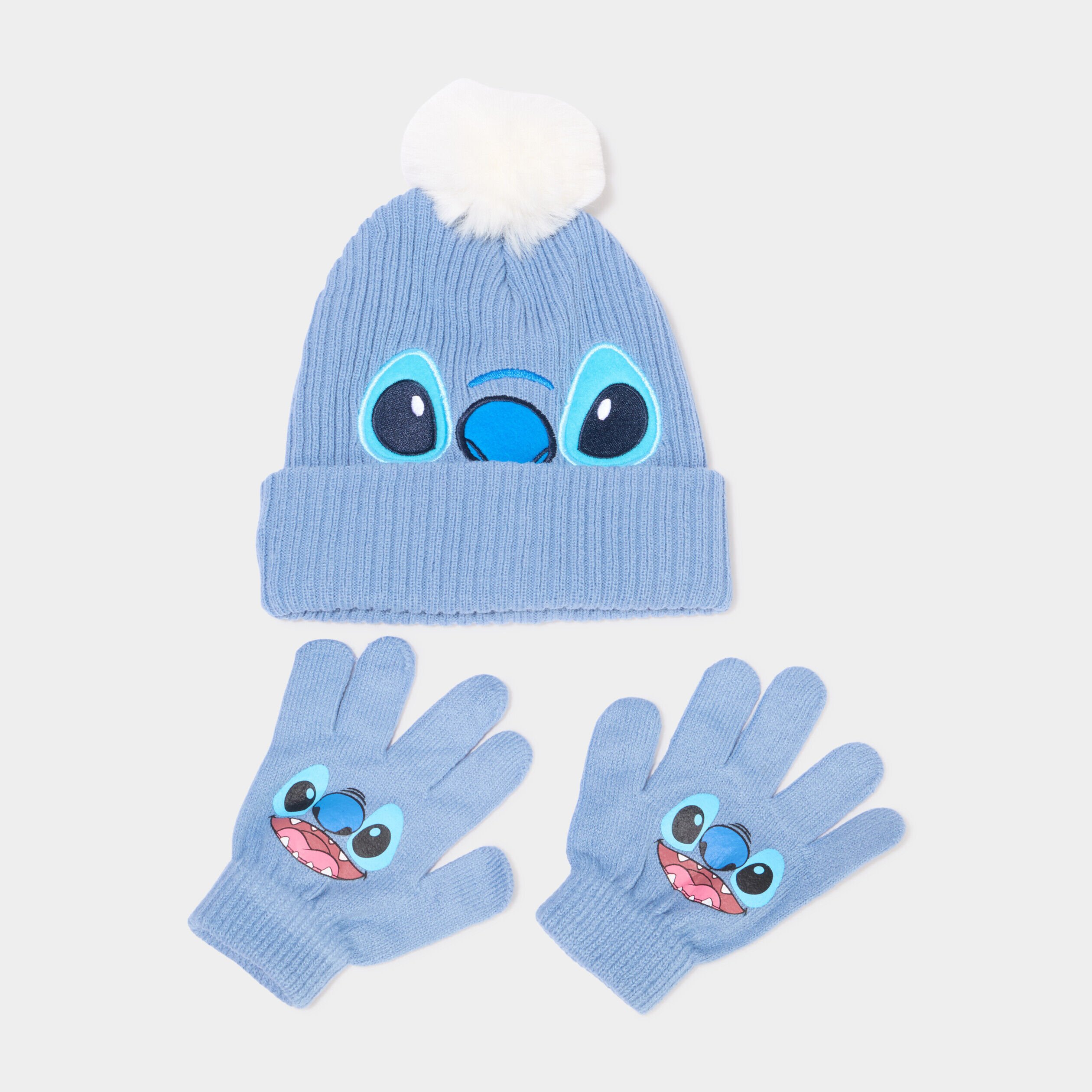 Ensemble bonnet et gants Stitch bleu fille