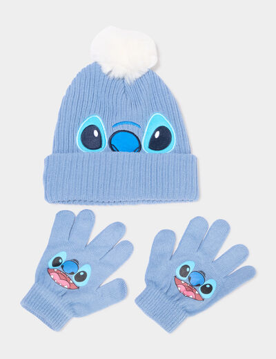 Ensemble bonnet et gants Stitch bleu fille