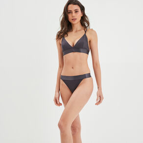 Soutien-gorge triangle côtelé gris foncé femme