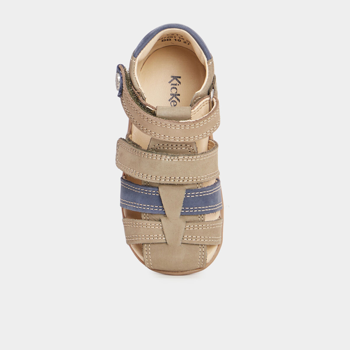 Sandales en cuir Kickers Bipod vert kaki bébé garçon