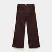 Pantalon large poche plaqu&eacute;e cropped marron fonc&eacute; femme