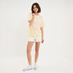 T-shirt droit &agrave; manches courtes coton jaune citron femme