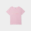 T-shirt col rond manches courtes coton rose clair femme