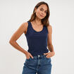 D&eacute;bardeur bretelles larges coton bleu marine femme