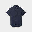 Chemise manches courtes coton bleu marine homme