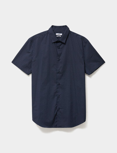 Chemise manches courtes coton bleu marine homme