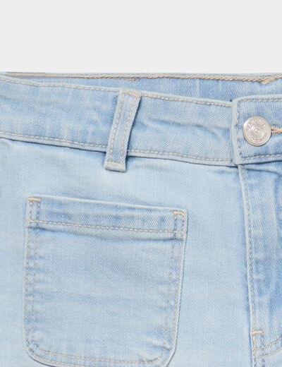Short en jean poches plaqu&eacute;es denim bleach fille