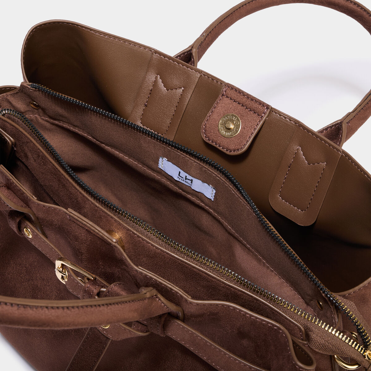 Sac &agrave; main rectangulaire effet su&eacute;dine marron fonc&eacute; femme