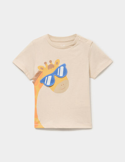 T-shirt manches courtes coton sable b&eacute;b&eacute; gar&ccedil;on