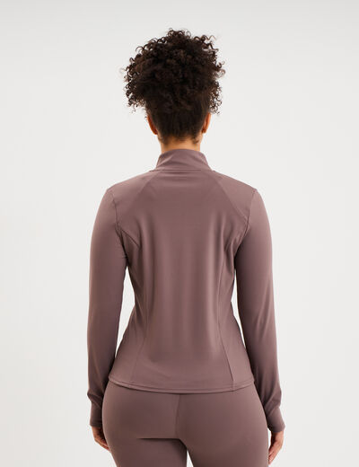 Veste de sport ajust&eacute;e avec fermeture mauve femme