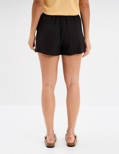 Short fluide taille élastiquée noir femme