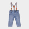 Jean stretch taille élastiquée bretelles denim double stone bébé garçon