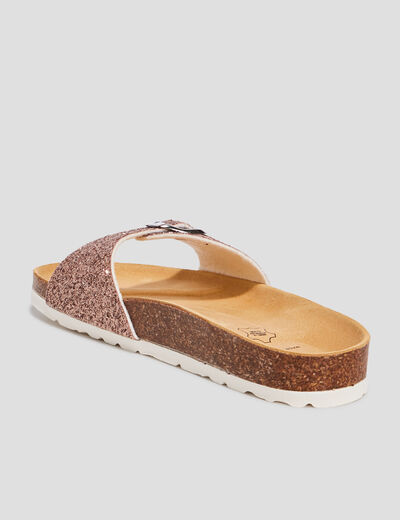 Mules anatomiques boucle sur l'avant rose femme