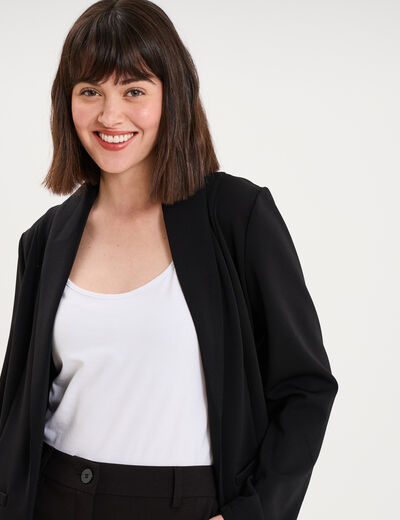 Blazer col tailleur manches longues noir femme