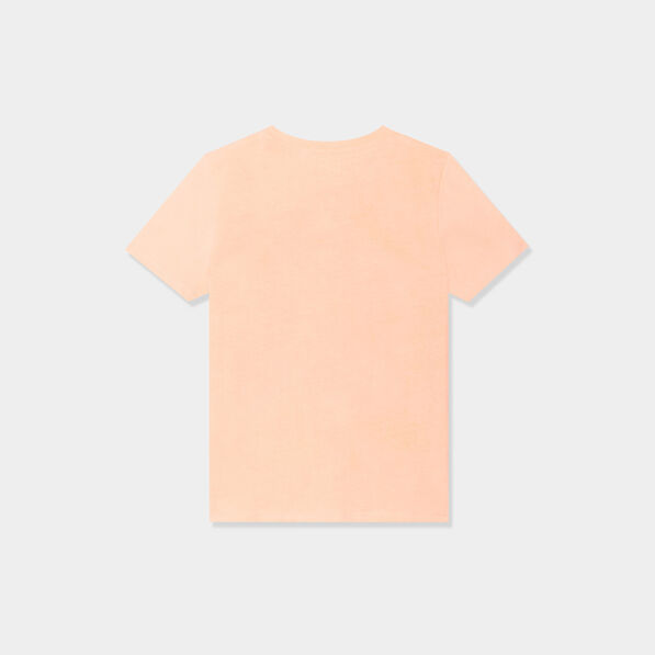T-shirt col rond manches courtes coton orange fluo garçon