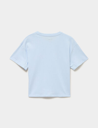T-shirt manches courtes coton bleu ciel fille