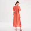 Robe longue empire fils métallisés rose corail femme