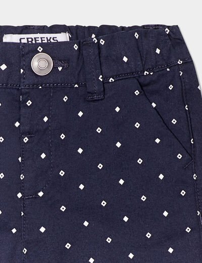 Short droit taille élastiquée coton bleu marine bébé garçon