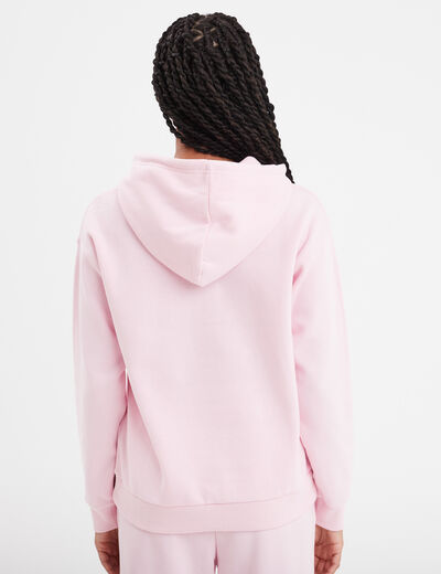 Sweat hoodie molleton à capuche rose femme