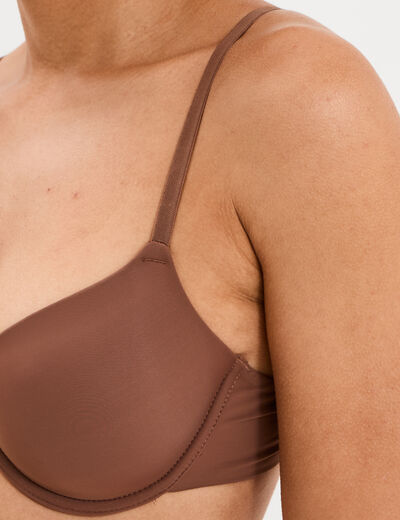 Soutien-gorge corbeille microfibre marron femme