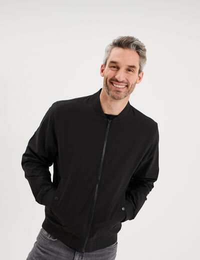 Blouson col teddy d&eacute;perlant noir homme